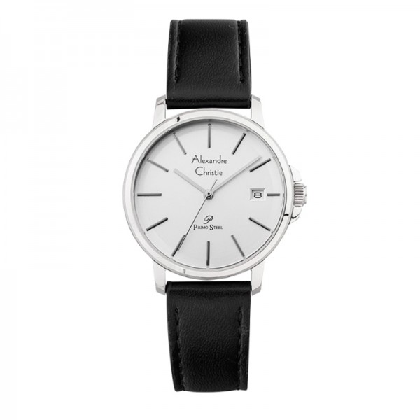 Alexandre Christie AC 1032 Silver White Black Leather Lady LDLSSSL